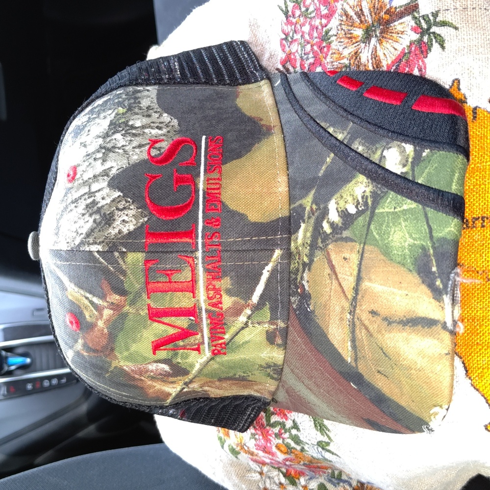 MEIGS Paving Asphalts & Emulsion Embroidered Camo Trucker Strapback Hat Cap